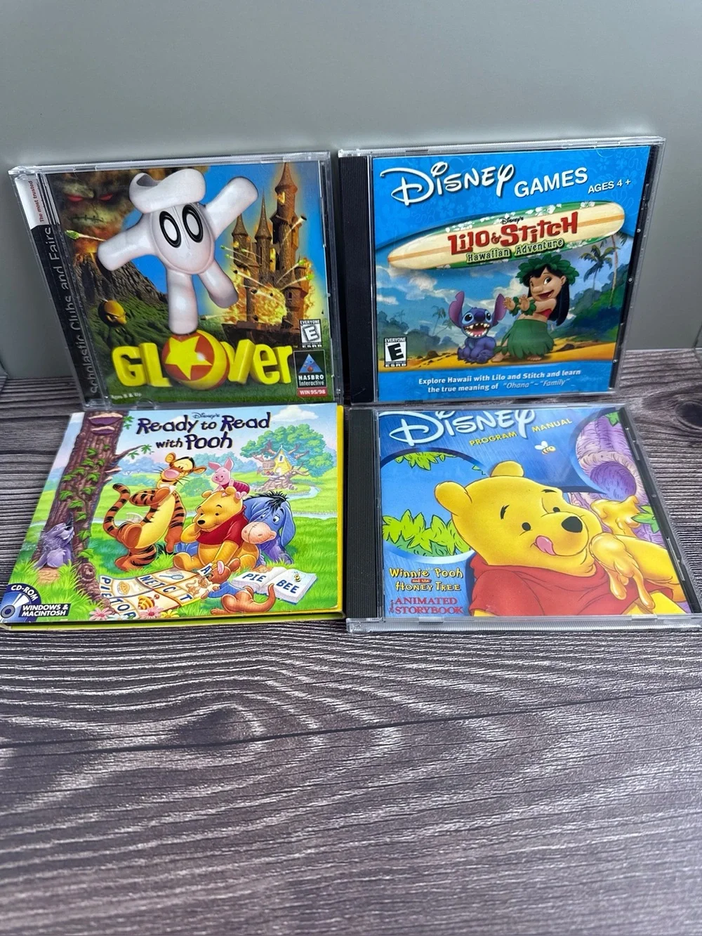 Disney PC CD-ROM Game Lot Winnie the Pooh Lilo & Stitch Glover Windows 95/98 XP
